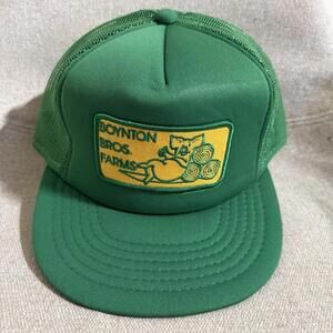 Vintage Boynton Bros Farms Trucker Hat Mesh Snapback Green Yellow Canada Patch